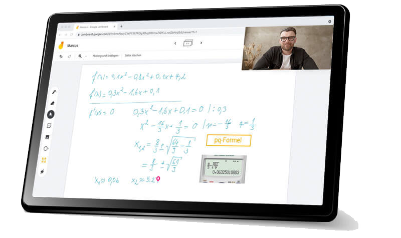 Online-Nachhilfe auf dem Tablet